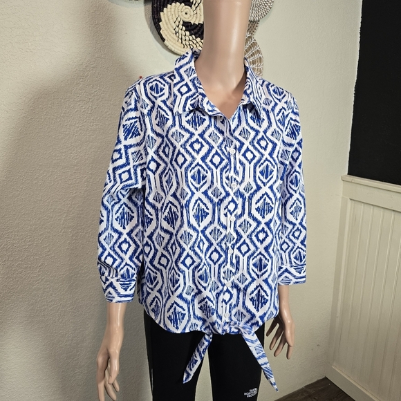 Chicos Xl Geometric Print Women's Top 3/4 Sleeve - Picture 12 of 12